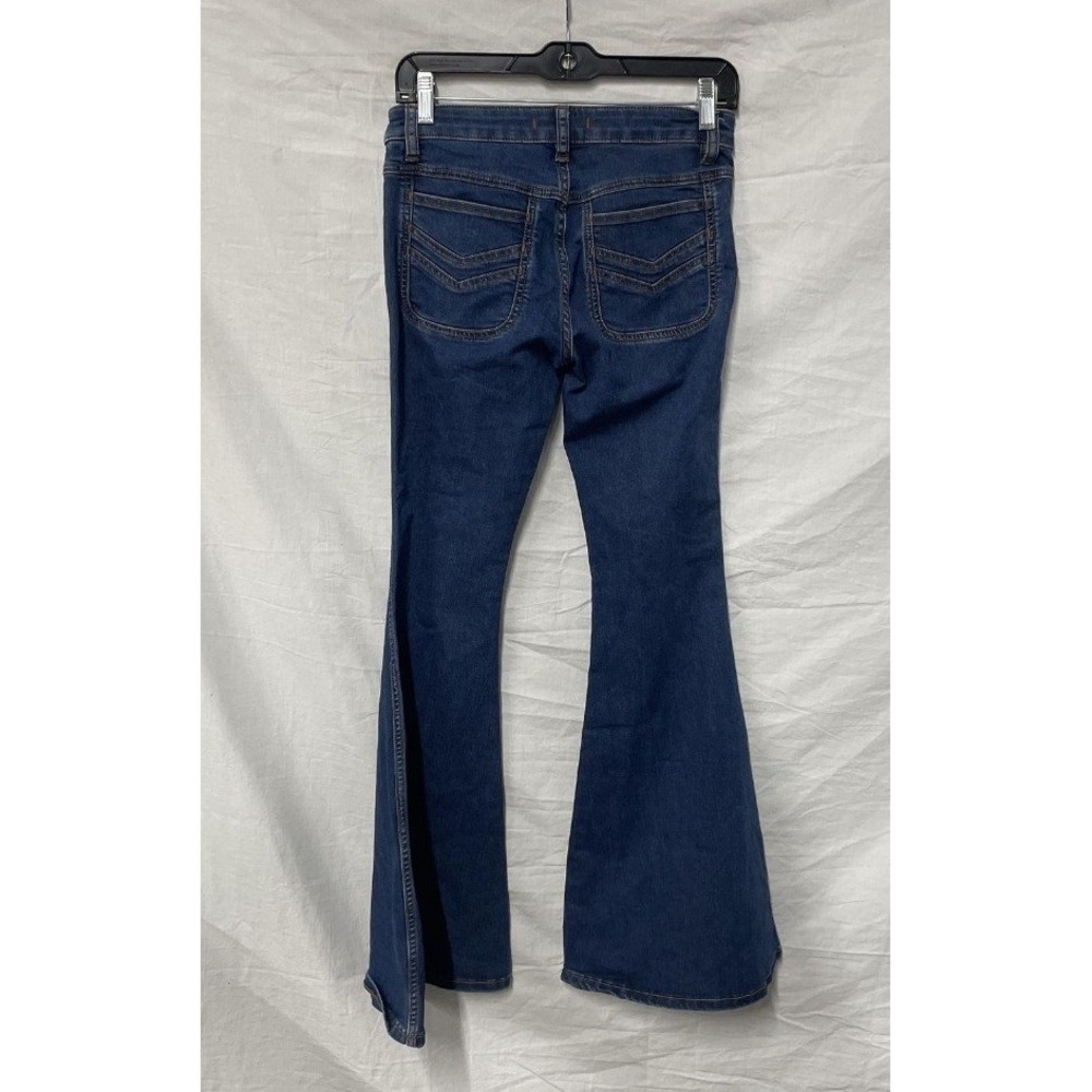 Free People Just Float On Flare Jeans Blue Denim Boho Bell Bottom Size 25 - Picture 3 of 4